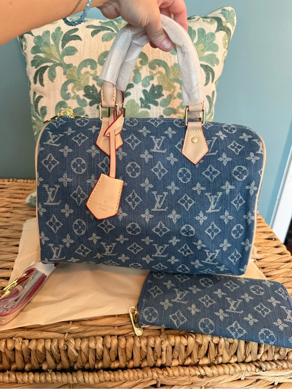 Denim bag & wallet set- see description
